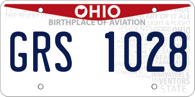 OH license plate GRS1028
