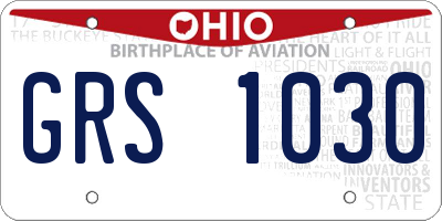 OH license plate GRS1030