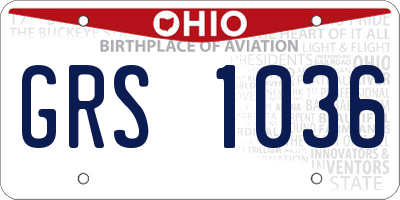 OH license plate GRS1036