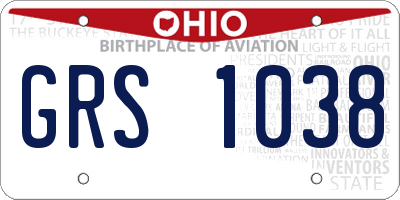 OH license plate GRS1038