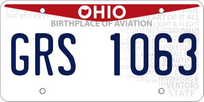 OH license plate GRS1063