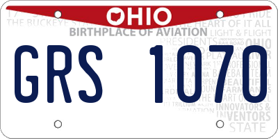 OH license plate GRS1070