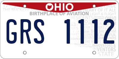 OH license plate GRS1112