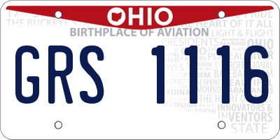 OH license plate GRS1116