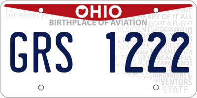 OH license plate GRS1222