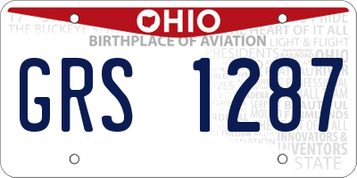 OH license plate GRS1287