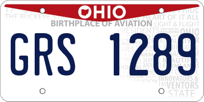 OH license plate GRS1289
