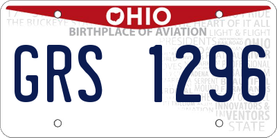 OH license plate GRS1296