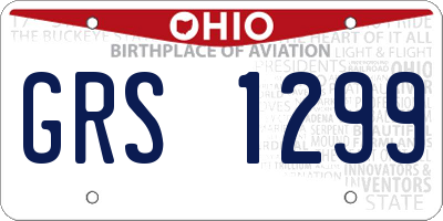 OH license plate GRS1299