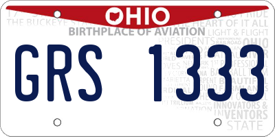 OH license plate GRS1333