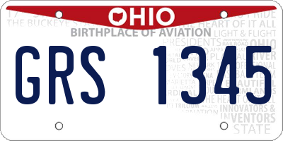 OH license plate GRS1345