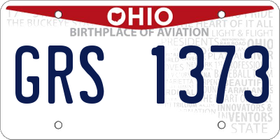 OH license plate GRS1373