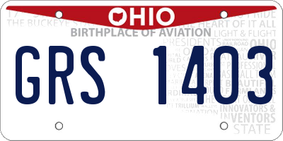 OH license plate GRS1403