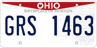OH license plate GRS1463