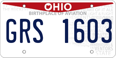 OH license plate GRS1603