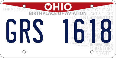 OH license plate GRS1618
