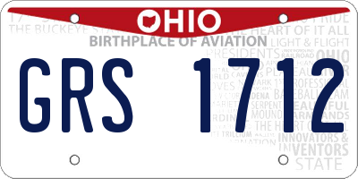 OH license plate GRS1712