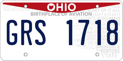 OH license plate GRS1718