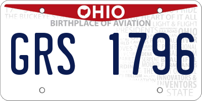 OH license plate GRS1796