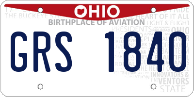 OH license plate GRS1840