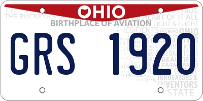OH license plate GRS1920