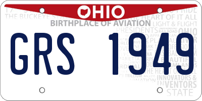 OH license plate GRS1949