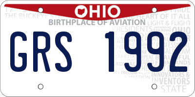 OH license plate GRS1992