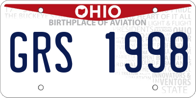 OH license plate GRS1998