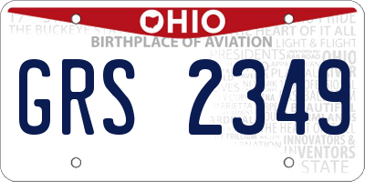 OH license plate GRS2349