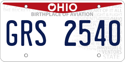 OH license plate GRS2540