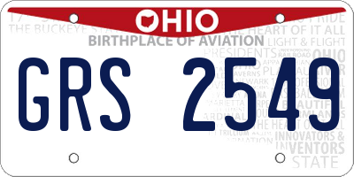 OH license plate GRS2549