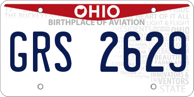 OH license plate GRS2629