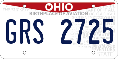 OH license plate GRS2725