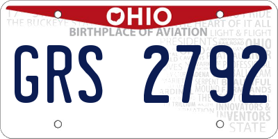 OH license plate GRS2792