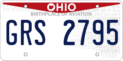 OH license plate GRS2795