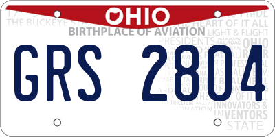 OH license plate GRS2804