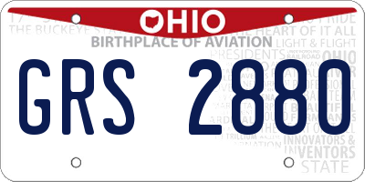 OH license plate GRS2880