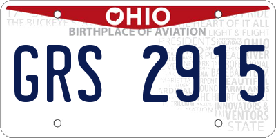 OH license plate GRS2915