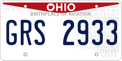 OH license plate GRS2933