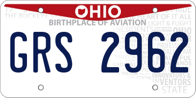 OH license plate GRS2962
