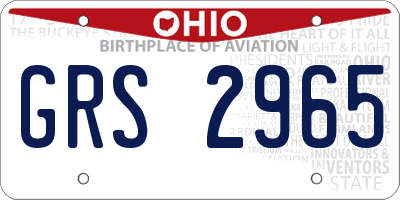 OH license plate GRS2965