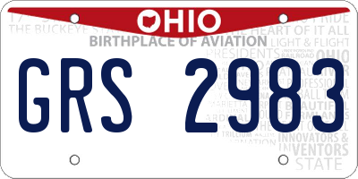 OH license plate GRS2983