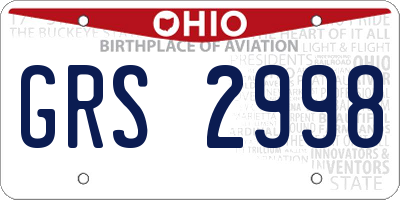 OH license plate GRS2998