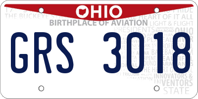 OH license plate GRS3018