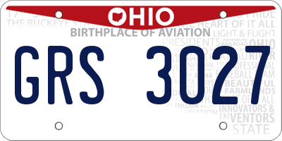 OH license plate GRS3027