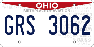 OH license plate GRS3062