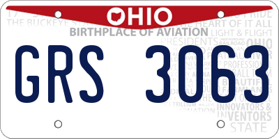 OH license plate GRS3063