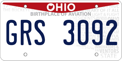 OH license plate GRS3092