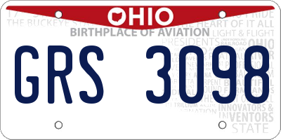 OH license plate GRS3098