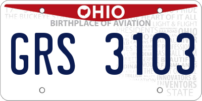 OH license plate GRS3103